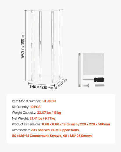 Wedding Flower Stand, 10PCS 19.69-inch Column Flower Stand, Floral Stands with Acrylic Laminate, Cylindrical Cubic Floral Display Rack for Wedding, Party, Birthday, Home, Centerpiece Stands