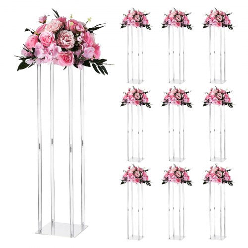 Wedding Flower Stand, 10PCS 31.5-inch Column Flower Stand, Floral Stands with Acrylic Laminate, Cylindrical Cubic Floral Display Rack for Wedding, Party, Birthday, Home, Centerpiece Stands