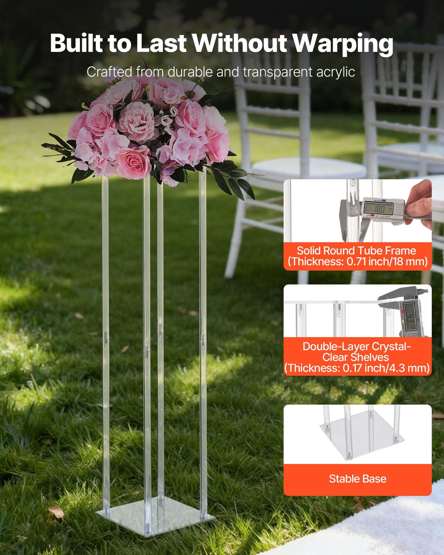 Wedding Flower Stand, 10PCS 31.5-inch Column Flower Stand, Floral Stands with Acrylic Laminate, Cylindrical Cubic Floral Display Rack for Wedding, Party, Birthday, Home, Centerpiece Stands