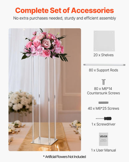 Wedding Flower Stand, 10PCS 31.5-inch Column Flower Stand, Floral Stands with Acrylic Laminate, Cylindrical Cubic Floral Display Rack for Wedding, Party, Birthday, Home, Centerpiece Stands