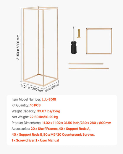 Wedding Flower Stand, 10PCS 31.5-inch Column Flower Stand, Floral Stands with Hidden Screw, Rectangular Cubic Floral Display Rack for Wedding, Party, Birthday, Home, Gold Centerpiece Stands