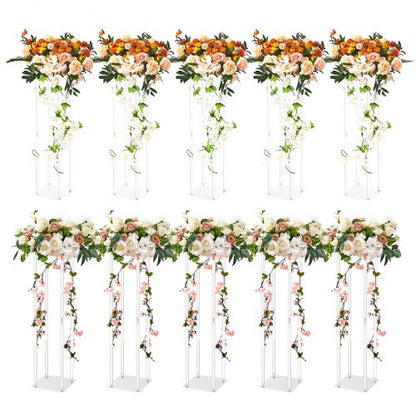 10PCS 23.6inch High Wedding Flower Stand, With Acrylic Laminate,Acrylic Vase Column Geometric Centerpiece Stands, Floral Display Rack for T-Stage Events Reception, Party Decoration Home