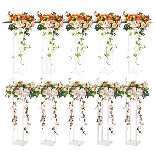 10 Stück 60 cm hoher Blumenständer für Hochzeiten, mit Acryllaminat, geometrischer Mittelstückständer aus Acrylvase, Blumenständer für Event-Empfang auf der T-Bühne, Partydekoration für Zuhause | EU