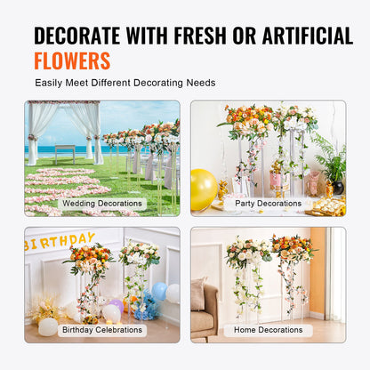 10PCS 23.6inch High Wedding Flower Stand, With Acrylic Laminate,Acrylic Vase Column Geometric Centerpiece Stands, Floral Display Rack for T-Stage Events Reception, Party Decoration Home