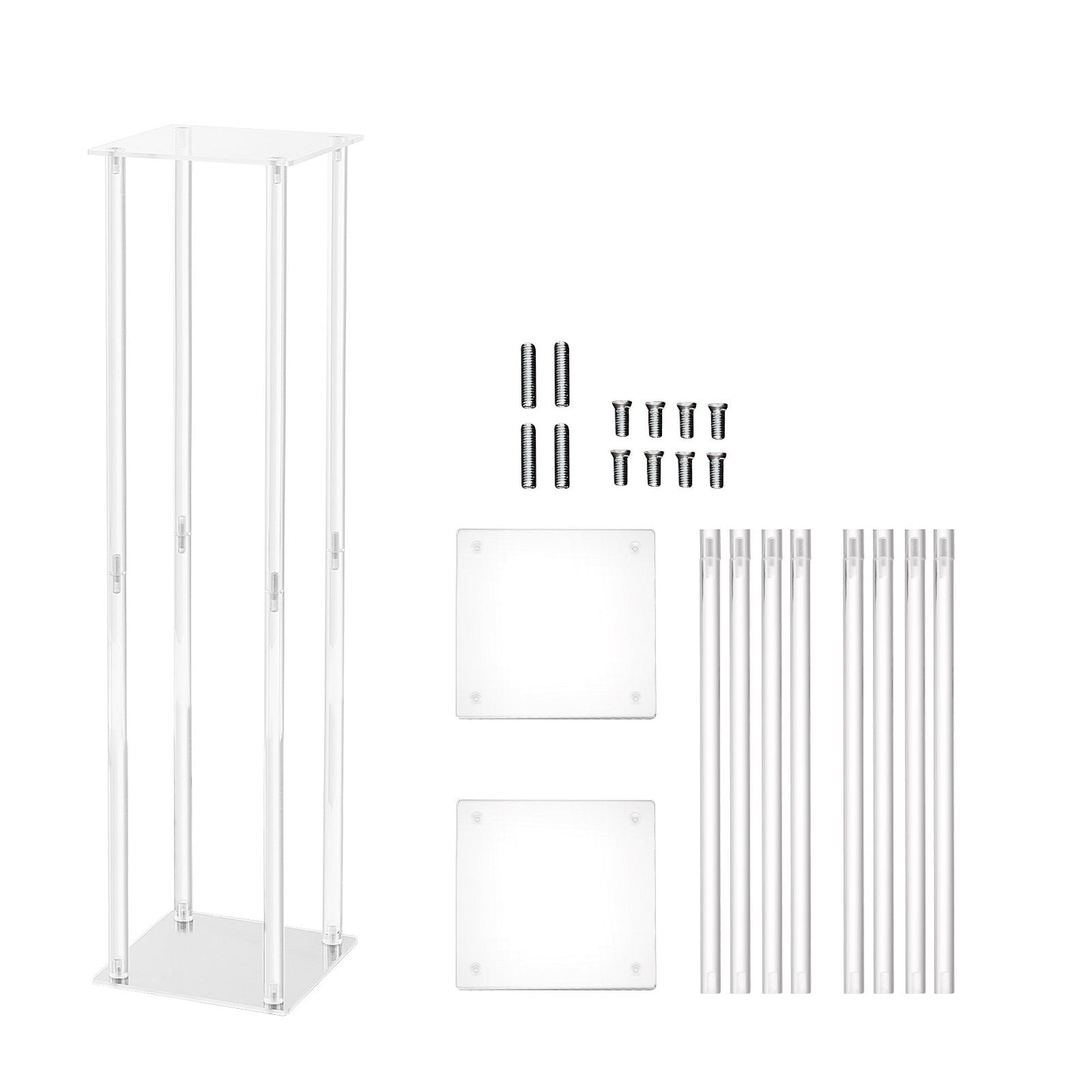 10PCS 23.6inch High Wedding Flower Stand, With Acrylic Laminate,Acrylic Vase Column Geometric Centerpiece Stands, Floral Display Rack for T-Stage Events Reception, Party Decoration Home