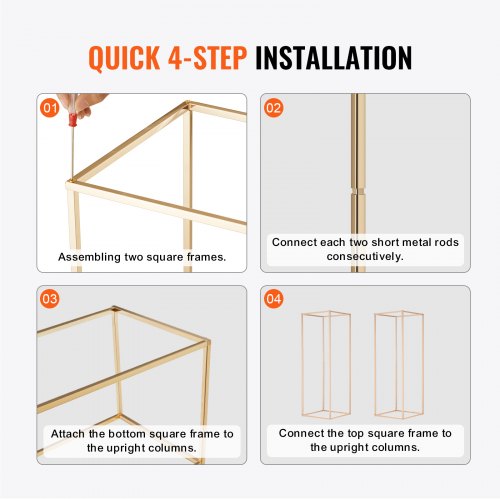 2ST 31,5 tum/80 cm högt bröllopsställ för blommor, metallstativ för vaskolumn Geometrisk mittpunkt, guld rektangulärt blommig displayställ för evenemangsmottagning på T-stage, festdekoration Hem |  EU