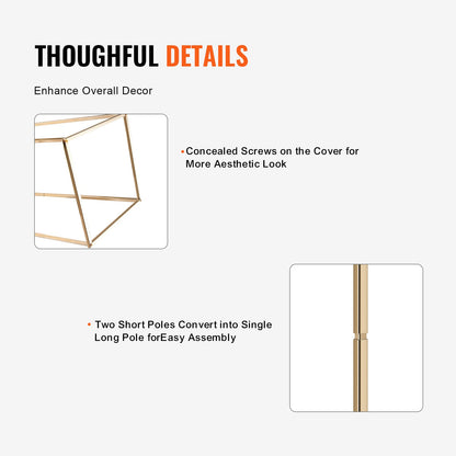 2PCS 31.5inch High Wedding Flower Stand, Metal Vase Column Geometric Centerpiece Stands, Gold Rectangular Floral Display Rack for T-Stage Events Reception, Party Decoration Home