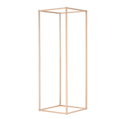2PCS 31.5inch High Wedding Flower Stand, Metal Vase Column Geometric Centerpiece Stands, Gold Rectangular Floral Display Rack for T-Stage Events Reception, Party Decoration Home