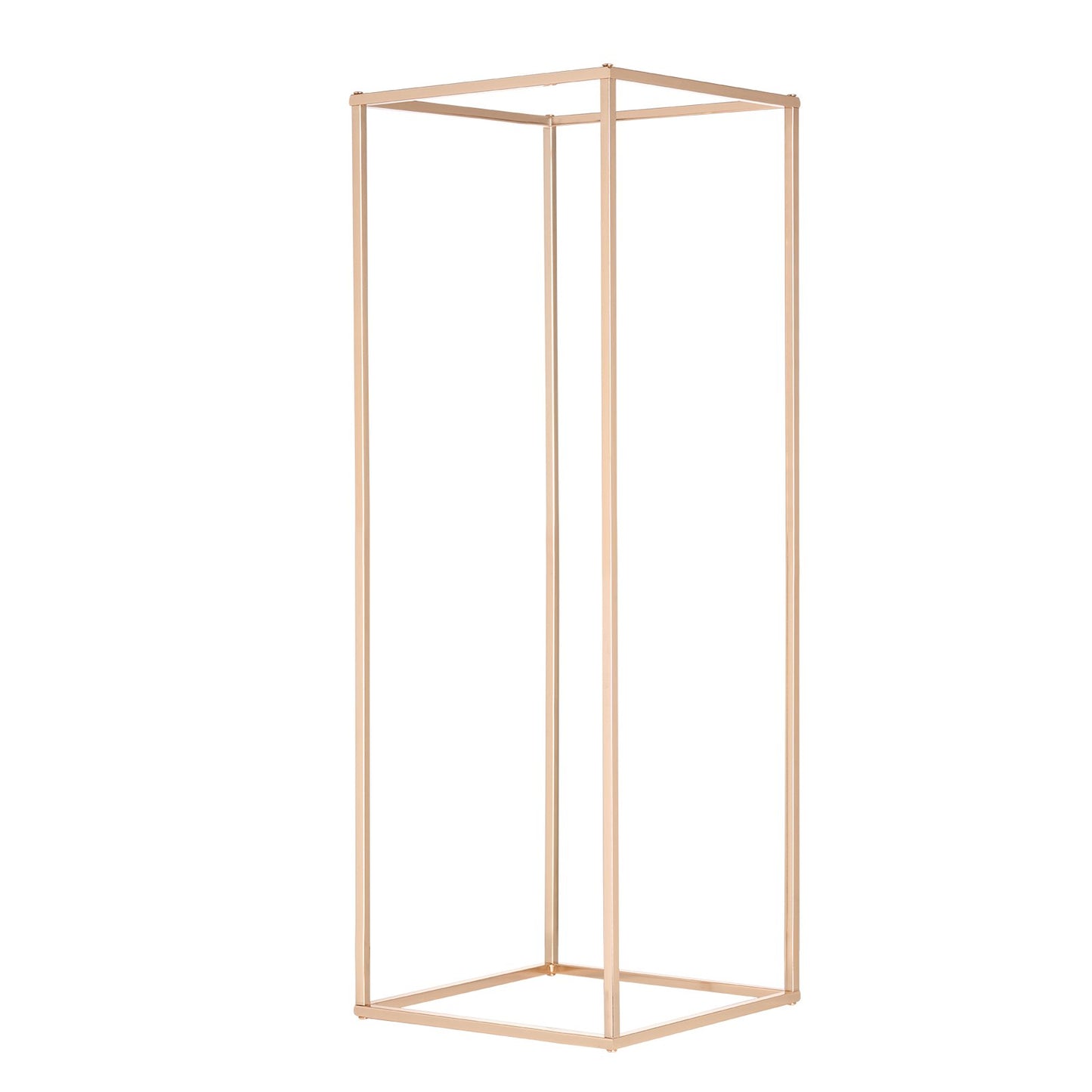 2PCS 31.5inch High Wedding Flower Stand, Metal Vase Column Geometric Centerpiece Stands, Gold Rectangular Floral Display Rack for T-Stage Events Reception, Party Decoration Home