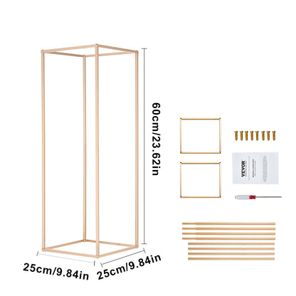 2PCS 31.5inch High Wedding Flower Stand, Metal Vase Column Geometric Centerpiece Stands, Gold Rectangular Floral Display Rack for T-Stage Events Reception, Party Decoration Home