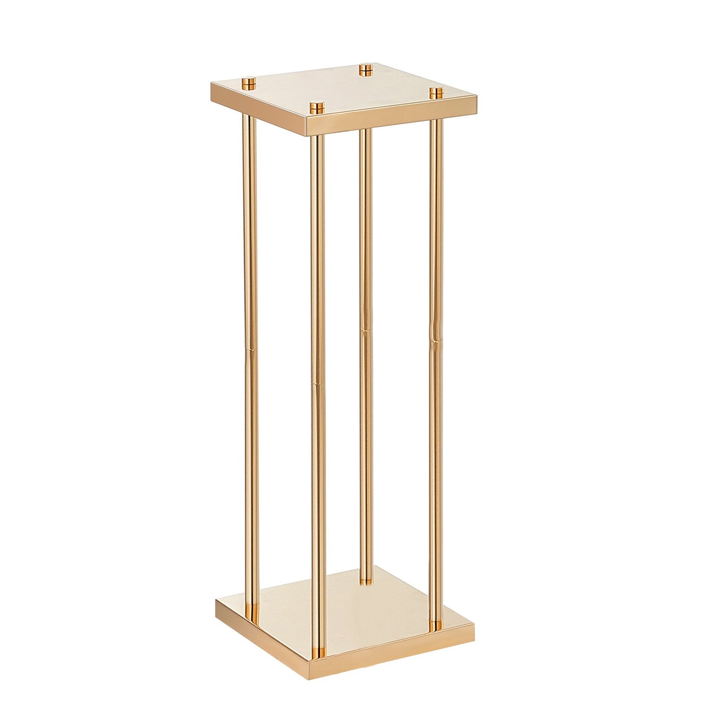 4PCS Gold Metal Column Wedding Flower Stand, 31.5 inches/80 cm tall with metal laminate, sharp geometric centerpiece stand, cylindrical floral display stand for event reception, party guides