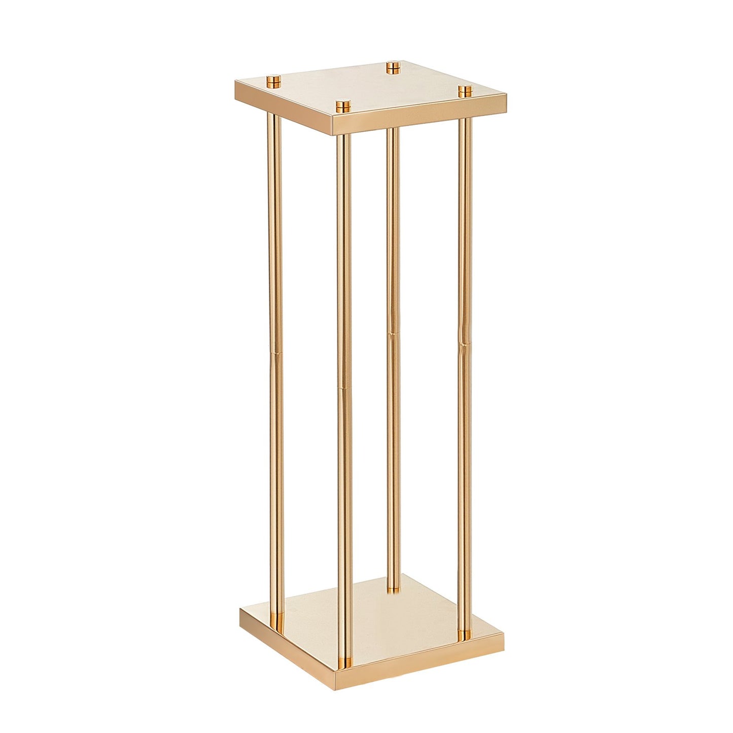 4PCS Gold Metal Column Wedding Flower Stand, 31.5 inches/80 cm tall with metal laminate, sharp geometric centerpiece stand, cylindrical floral display stand for event reception, party guides