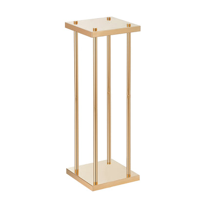 4PCS Gold Metal Column Wedding Flower Stand, 31.5 inches/80 cm tall with metal laminate, sharp geometric centerpiece stand, cylindrical floral display stand for event reception, party guides