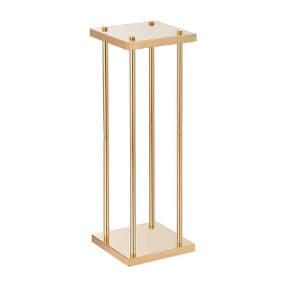 4PCS Gold Metal Column Wedding Flower Stand, 31.5 inches/80 cm tall with metal laminate, sharp geometric centerpiece stand, cylindrical floral display stand for event reception, party guides
