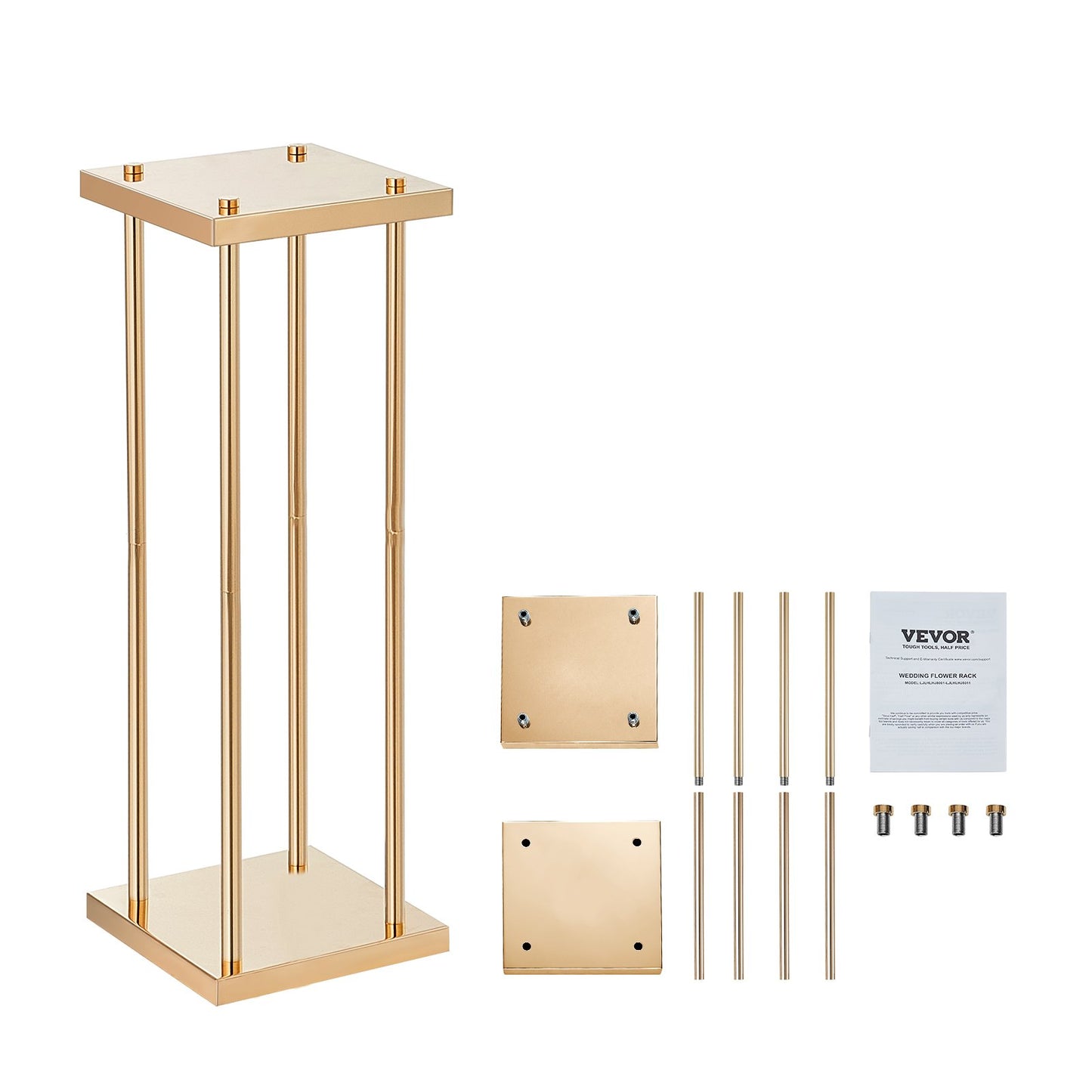 4PCS Gold Metal Column Wedding Flower Stand, 31.5 inches/80 cm tall with metal laminate, sharp geometric centerpiece stand, cylindrical floral display stand for event reception, party guides