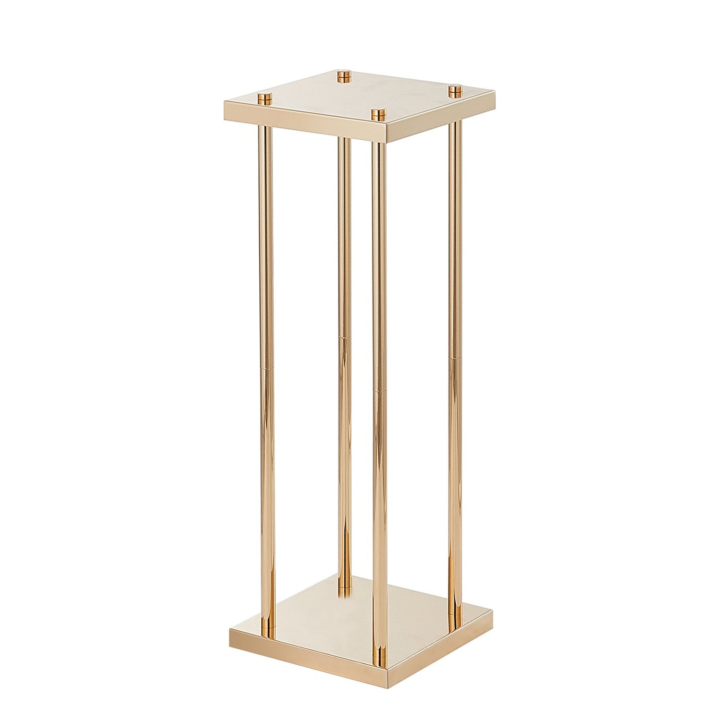 4-teiliger Blumenständer aus goldenen Metallsäulen für Hochzeiten, 60 cm hoch mit Metalllaminat, scharfer geometrischer Mittelstückständer, zylindrischer Blumenständer für Veranstaltungsempfänge, Partyführer