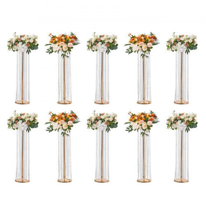 10PCS 35.43inchTall Crystal Wedding Flowers Stand, Luxurious Centerpieces Flower Vases Crystal Gold Vase Metal, Perfect for T-stage Wedding Party Ceremony Dinner Event Hotel Home Decor