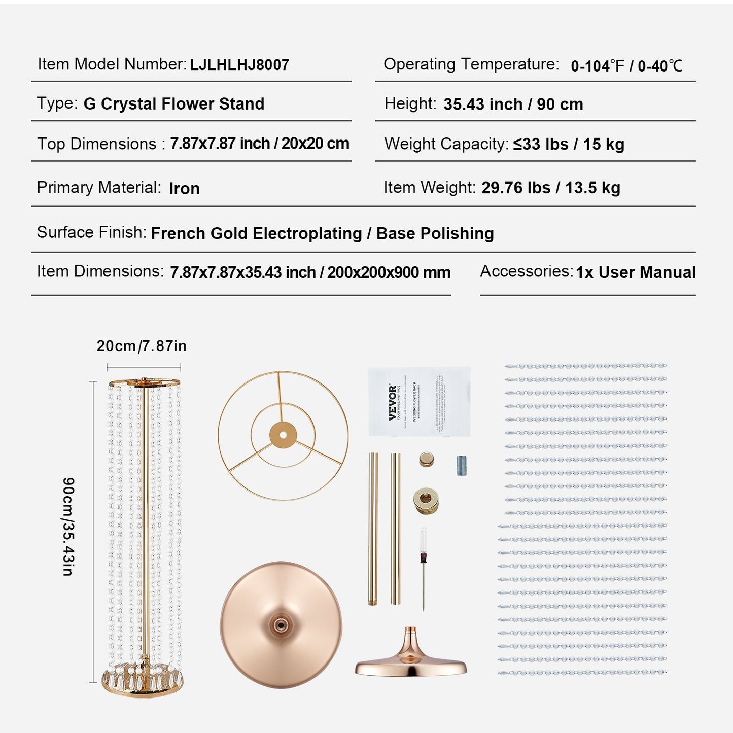 10 Stück 90 cm hoher Kristall-Blumenständer für Hochzeiten, luxuriöse Mittelstücke, Blumenvasen, Kristall, Gold, Metall, perfekt für die T-Bühne, Hochzeitsfeier, Zeremonie, Abendessen, Veranstaltung, Hotel, Heimdekoration