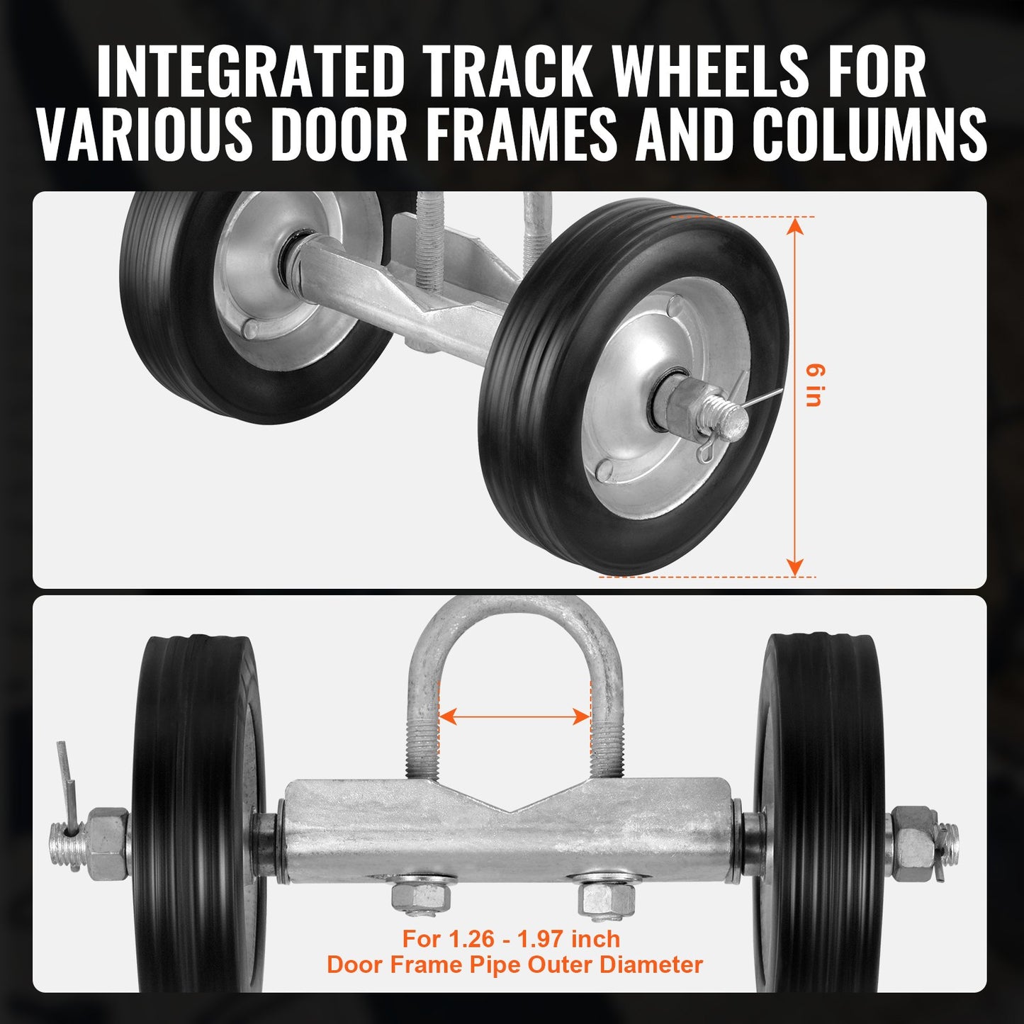 Sliding Gate Kit 6” Heavy Duty rullande hårdvara för dörr 600 lbs last