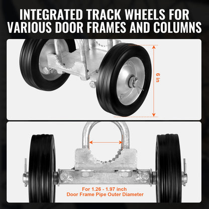 Schiebetor-Bausatz, 6 Zoll, verstellbar, robuste Rollbeschläge, Tragkraft 600 lbs