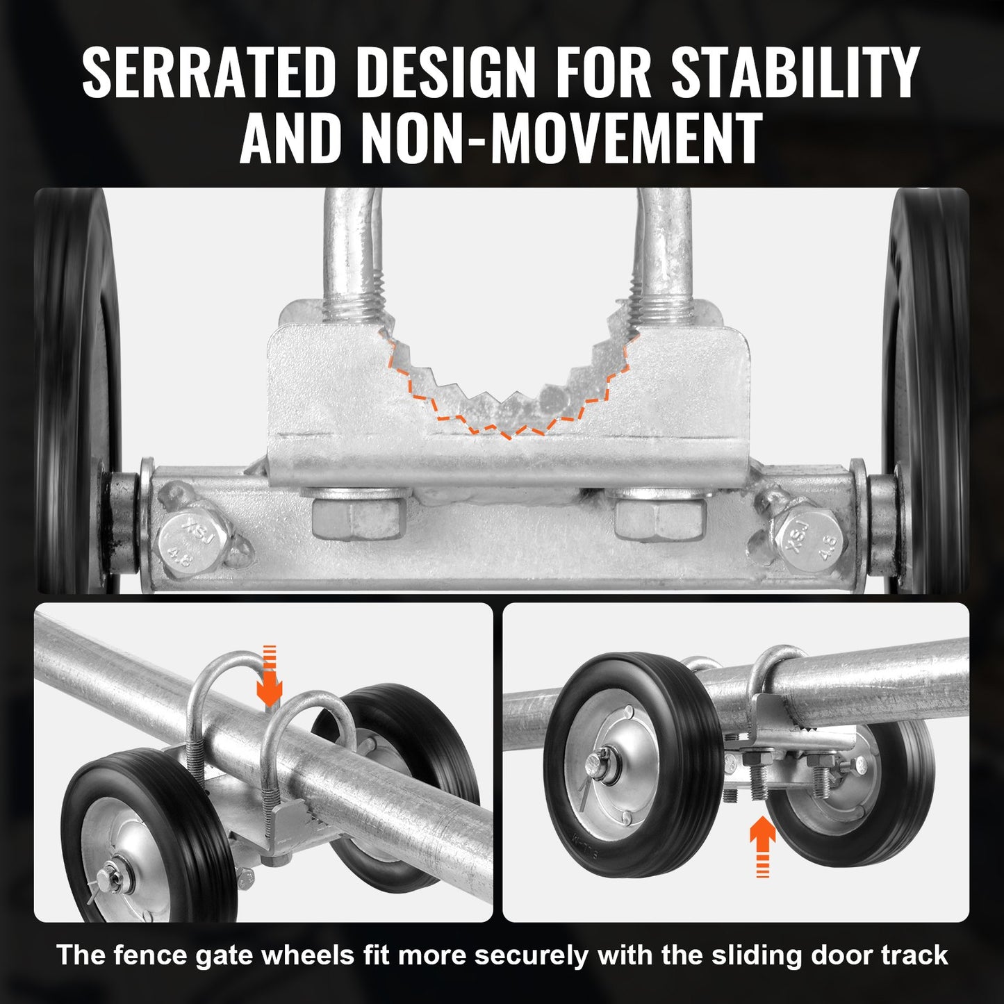 Schiebetor-Bausatz, 6 Zoll, verstellbar, robuste Rollbeschläge, Tragkraft 600 lbs