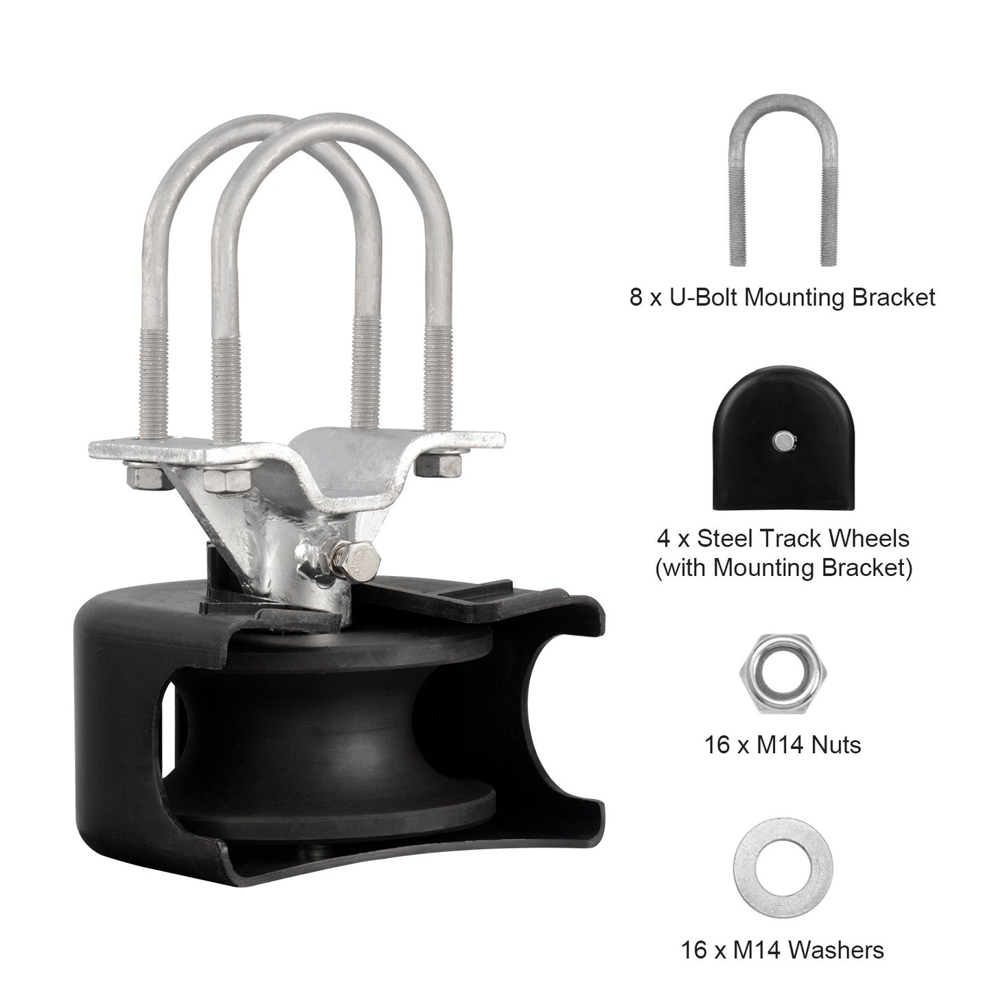 Sliding Gate Kit med U-formad spår 4 spårhjul/kåpa för Cantilever