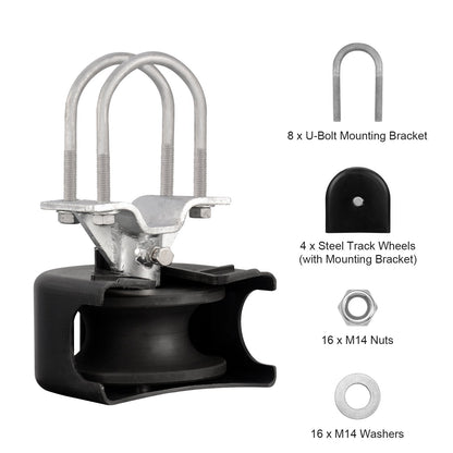 Sliding Gate Kit med U-formad spår 4 spårhjul/kåpa för Cantilever