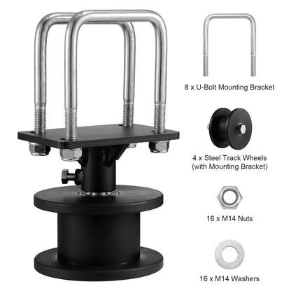 Sliding Gate Kit w/ H-Shaped Groove 4 Track Wheels for Cantilever