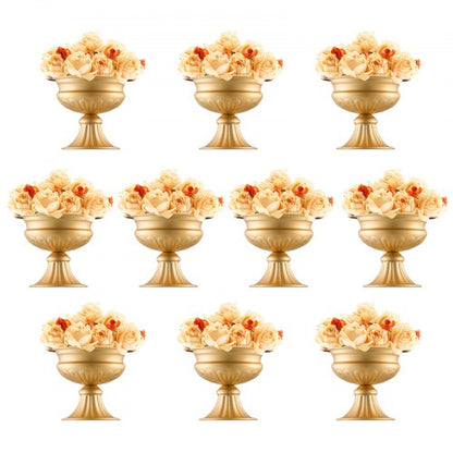 10PCS 16cm/6.3” Tall Wedding Flower Vase, Metal Wedding Centerpiece, Gold Floral Arrangement Stand Display Rack for Tables Wedding Dinner Party, Anniversary Ceremony Birthday Event Decor