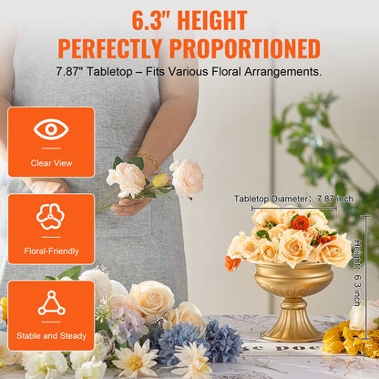 10 STÜCKE 16 cm/6,3 ”Hochzeitsblumenvase Metall Gold Blumenständer für den Tisch