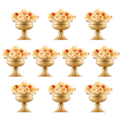 10 STÜCKE 16 cm/6,3 ”Hochzeitsblumenvase Metall Gold Blumenständer für den Tisch