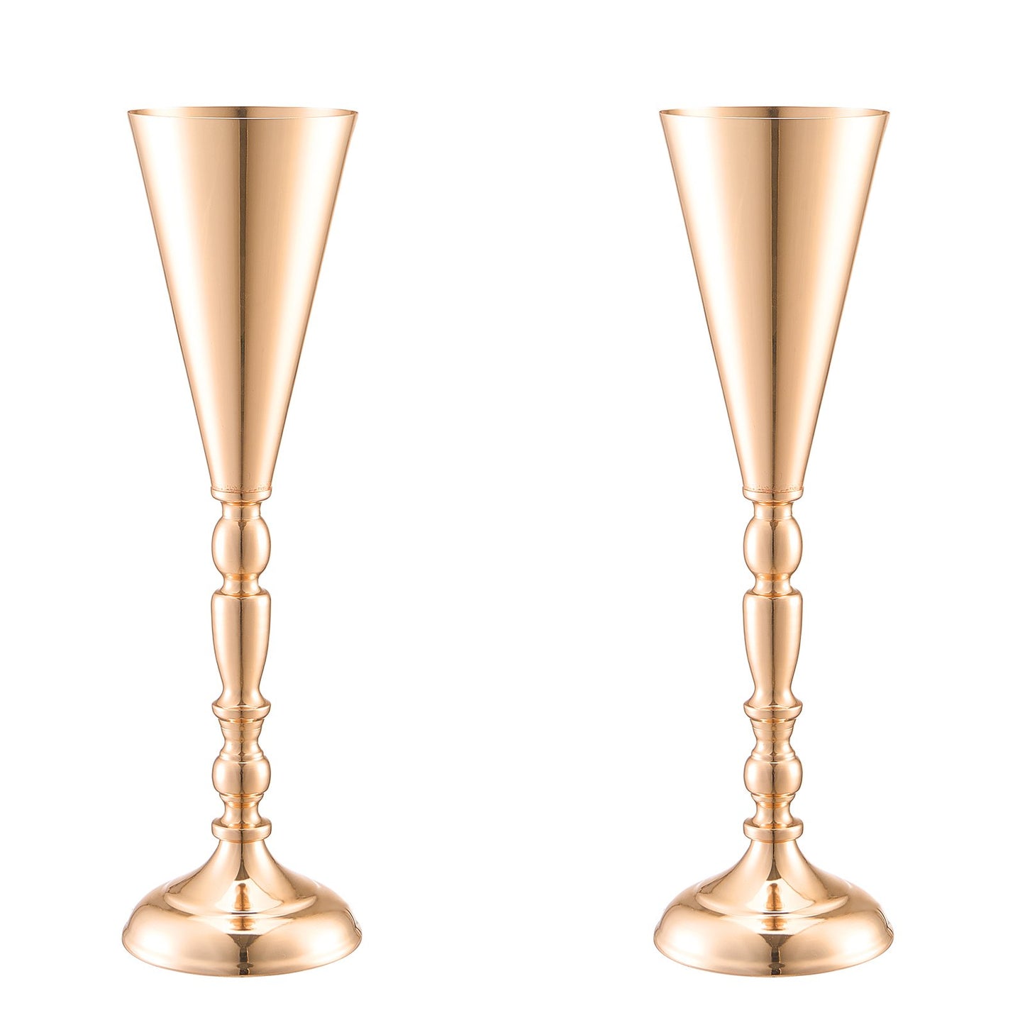 10 STÜCKE 43 cm/16,9 ”hohe hochzeit blumenvase metall gold trompete für