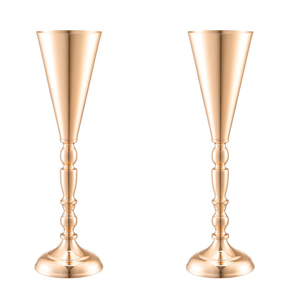 10 STÜCKE 43 cm/16,9 ”hohe hochzeit blumenvase metall gold trompete für