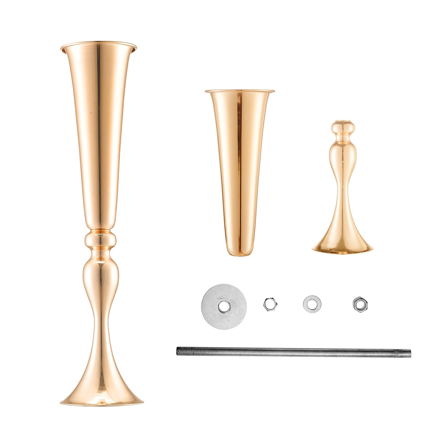 2 STÜCKE 56 cm/22,05 ”Hoch Hochzeit Blumenvase Metall Gold Trompete für Tisch