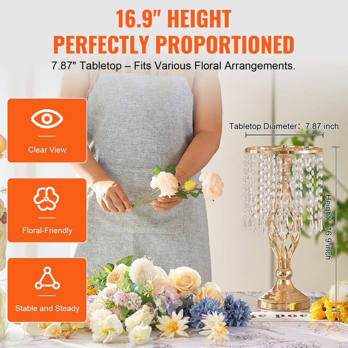 20 STK 43cm/16,9” hög kristall bröllopsblomstervas för festdekoration