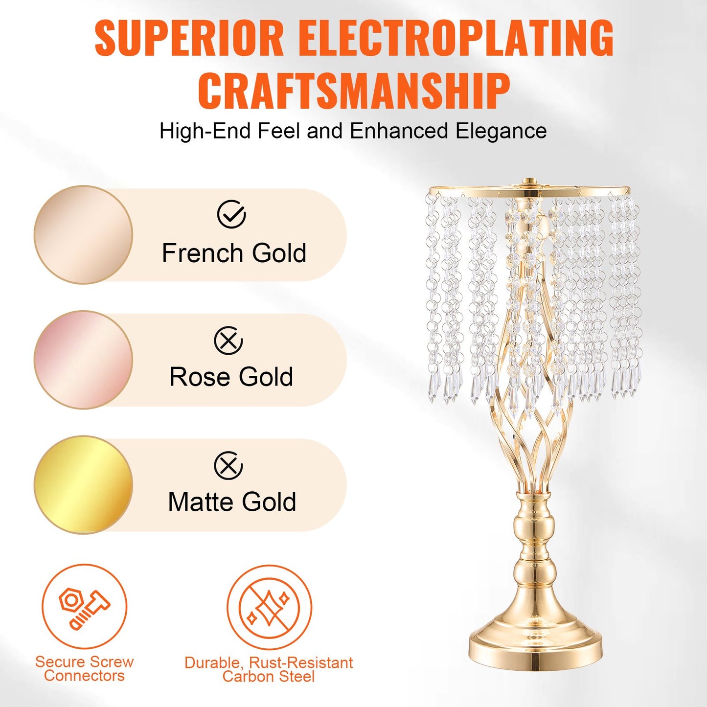 12 STÜCKE 49 cm/19,3 ”Große Kristall Blume Stand Vase für Party Dekoration