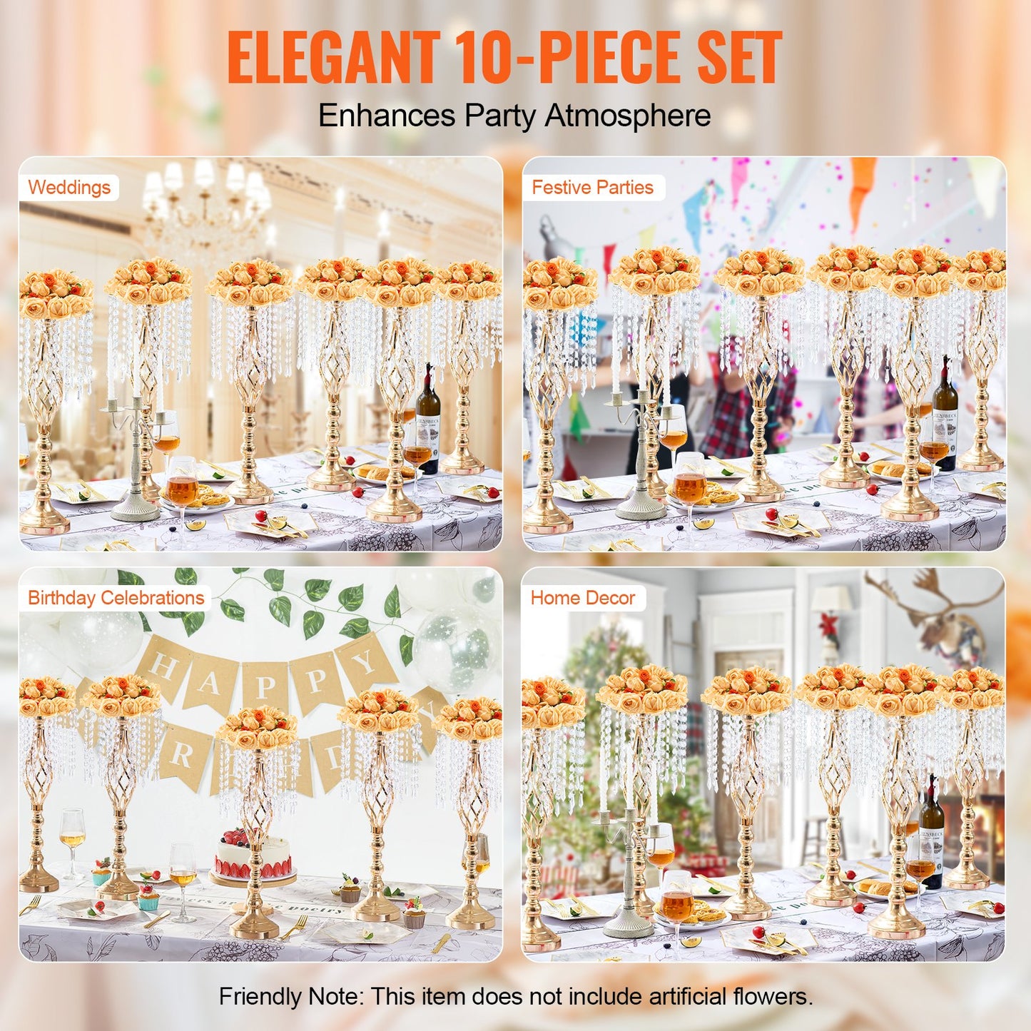 10 STÜCKE 55 cm/21,65 ”Hoch Kristall Hochzeit Blume Stehen Vase für Party Dekoration