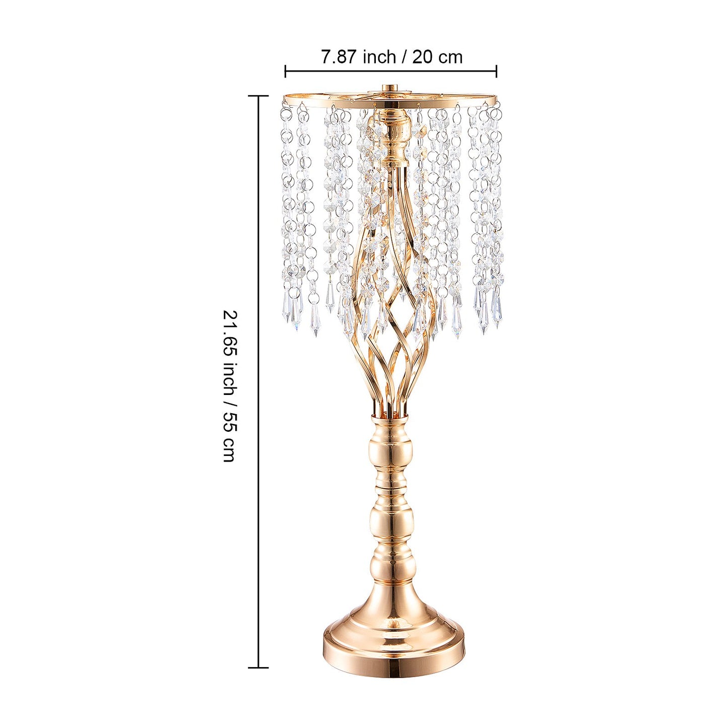 10PCS 55cm/21.65” Tall Crystal Wedding Flower Stand, Metal Wedding Centerpiece Vase, Gold Flower Holders Floral Display Rack for Tables Wedding Dinner Party, Ceremony Birthday Event Decor