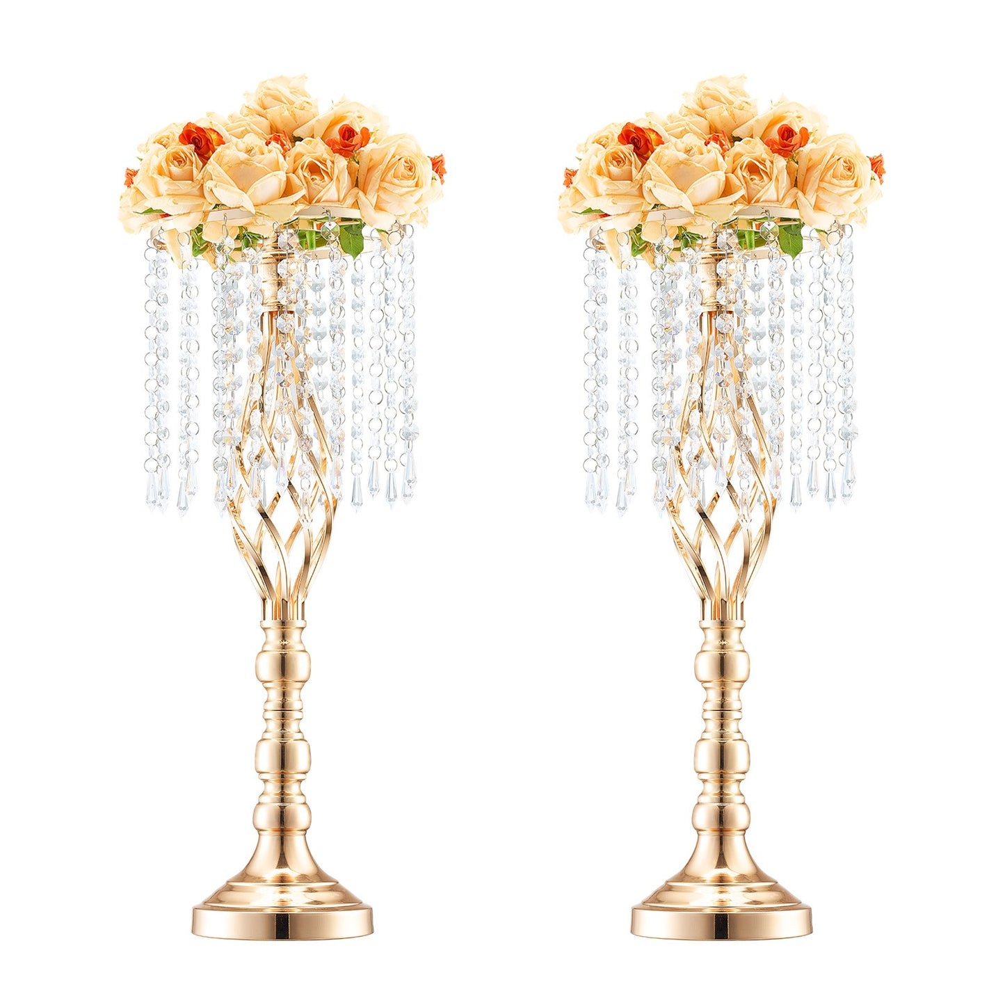 2 STK 55 cm/21,65” Hög Kristall Blomsterställ Vas för festdekoration