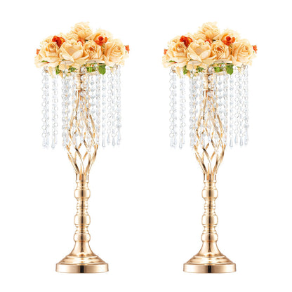 2 STK 55 cm/21,65” Hög Kristall Blomsterställ Vas för festdekoration