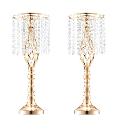 2 STK 55 cm/21,65” Hög Kristall Blomsterställ Vas för festdekoration