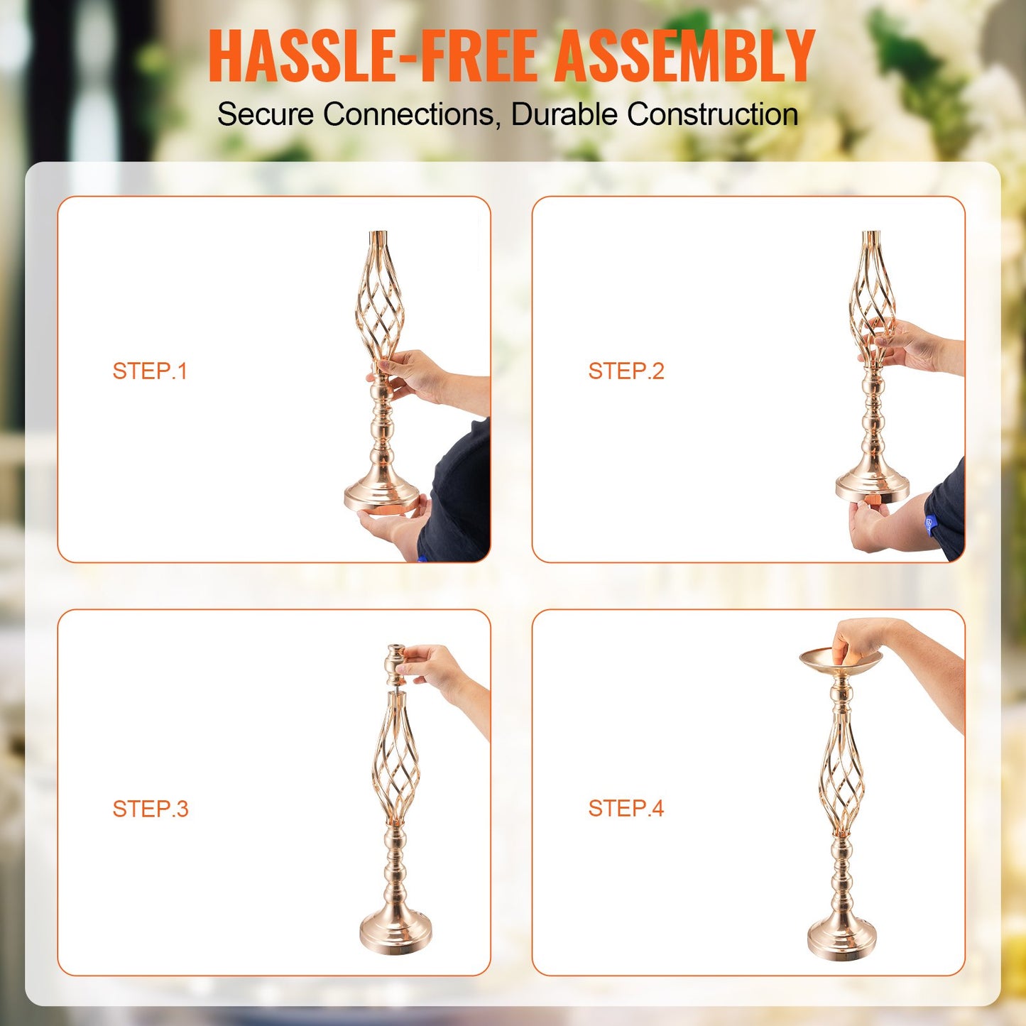 20PCS 58cm/22.83” Wedding Flower Vase Metal Gold Flower Stand for Table