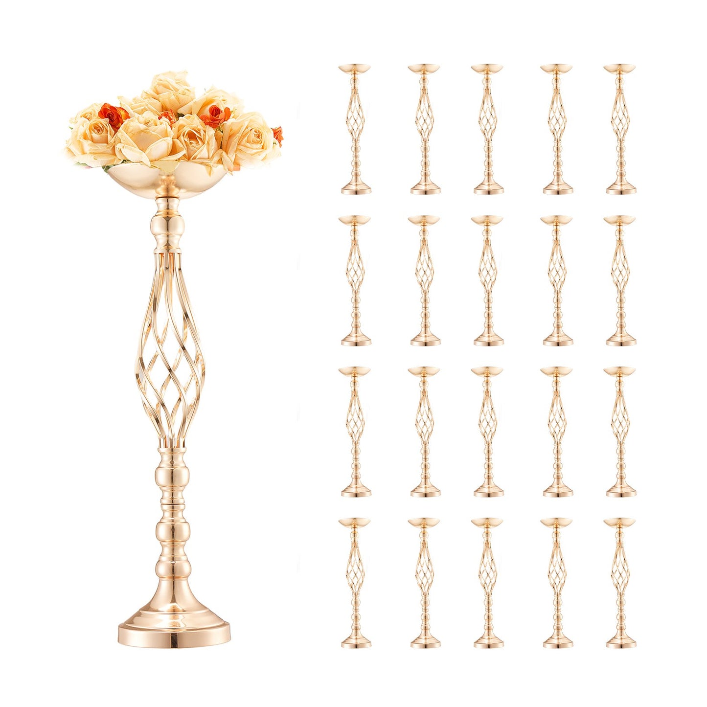 20PCS 58cm/22.83” Wedding Flower Vase Metal Gold Flower Stand for Table