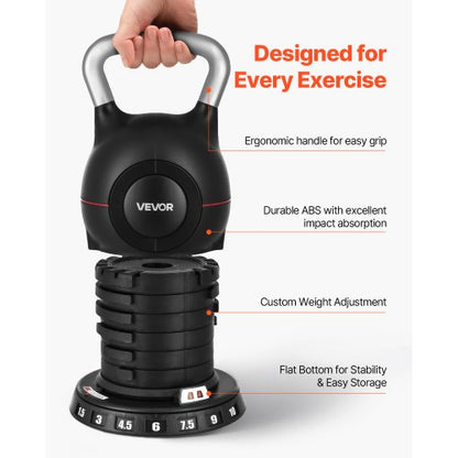 Adjustable Kettlebell with 7 weight levels 1.5/3/4.5/6/7.5/9/10 kg | EU