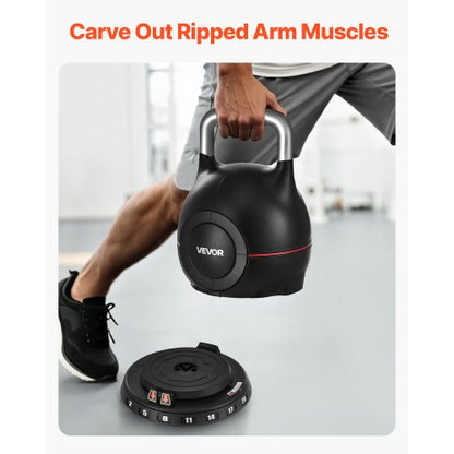 Adjustable Kettlebell with 7 weight levels 2/5/8/11/14/17/20 kg (Black) | EU