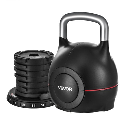 Adjustable Kettlebell with 7 weight levels 2/5/8/11/14/17/20 kg (Black) | EU