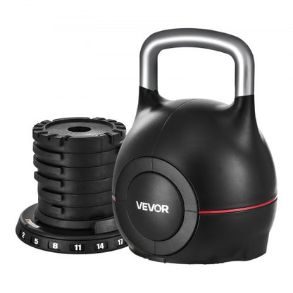 Adjustable Kettlebell with 7 weight levels 2/5/8/11/14/17/20 kg (Black) | EU