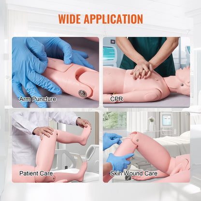 Nursing Training Manikin, Life-Size Male Demonstration Human Manikin for Nursing Training, Multifunctional Education Teaching Model Accessories, Anatomical Mannequin Body Care Simulator Model