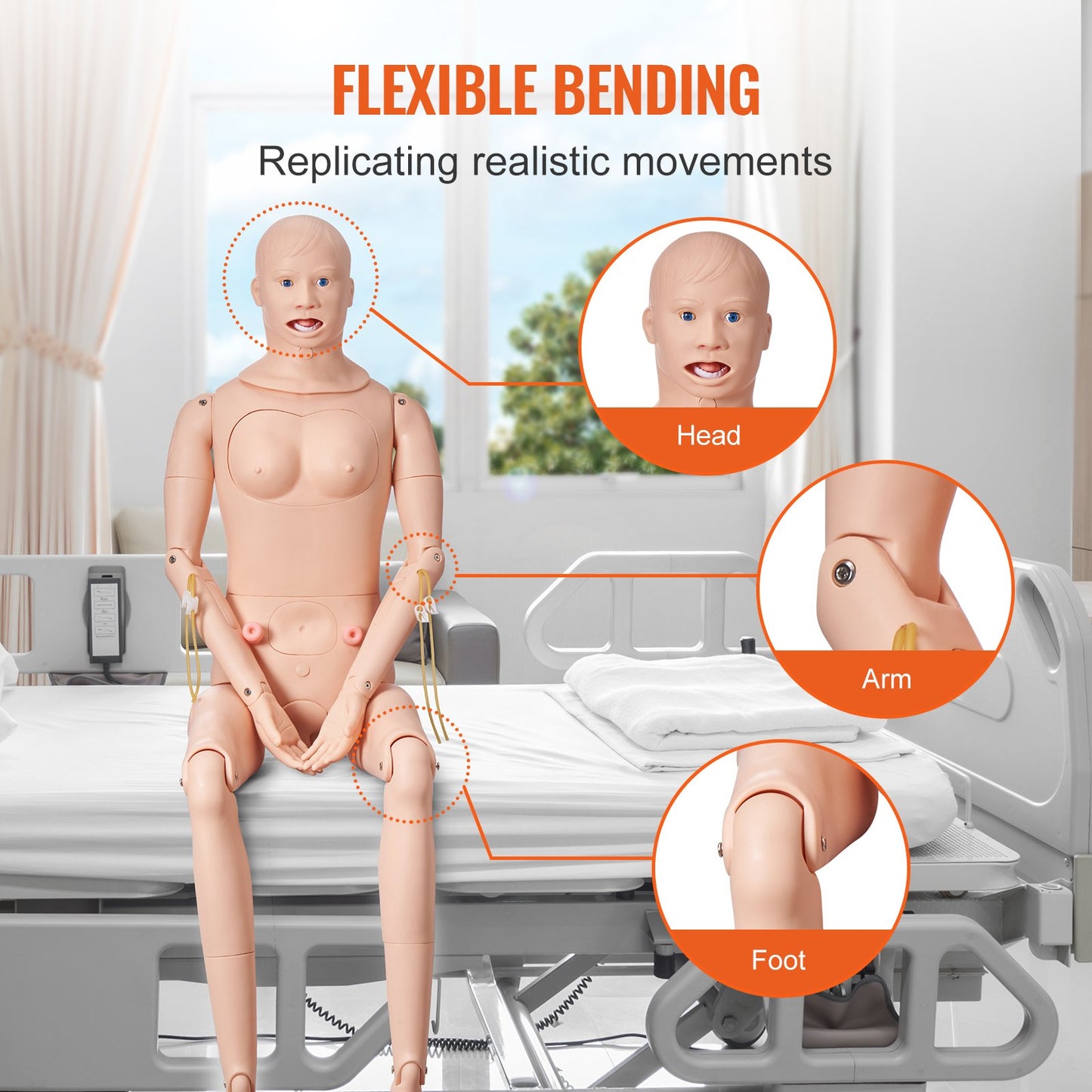 Nursing Training Manikin, Male/Female Life-Size Demonstration Human Manikin for Nursing Training, Multifunctional Education Teaching Model, Anatomical Mannequin Body Care Simulator Model