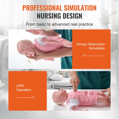 Infant CPR Training Manikin, Heimlich Maneuver and Cardiopulmonary Resuscitation (CPR), Infant Airway Obstruction Training Manikin, Baby Heart Attack Model for Training